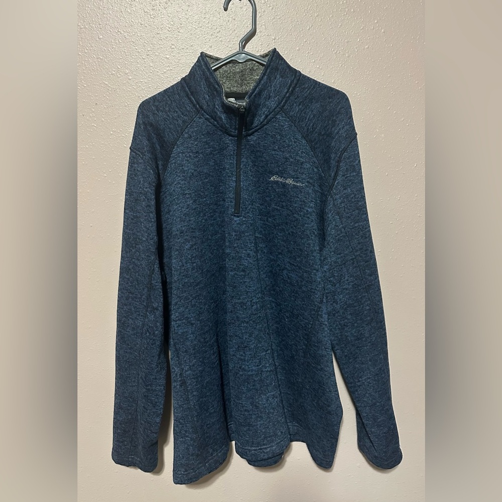 Eddie Bauer 1/4 Zip Pullover Fleece Lined Sweater Men’s Blue Size XXL